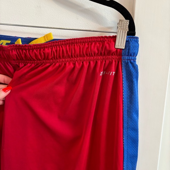 Nike Dri-Fit Mens Basketball Shorts Red Mesh Blue and Yellow Accents Size XXL - Picture 5 of 11